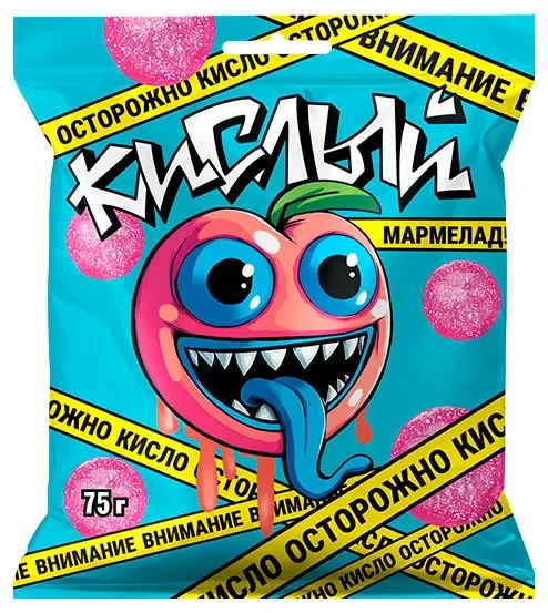 Мармелад со вкусом персика в кислой обсыпке Красный Пищевик 75 гр