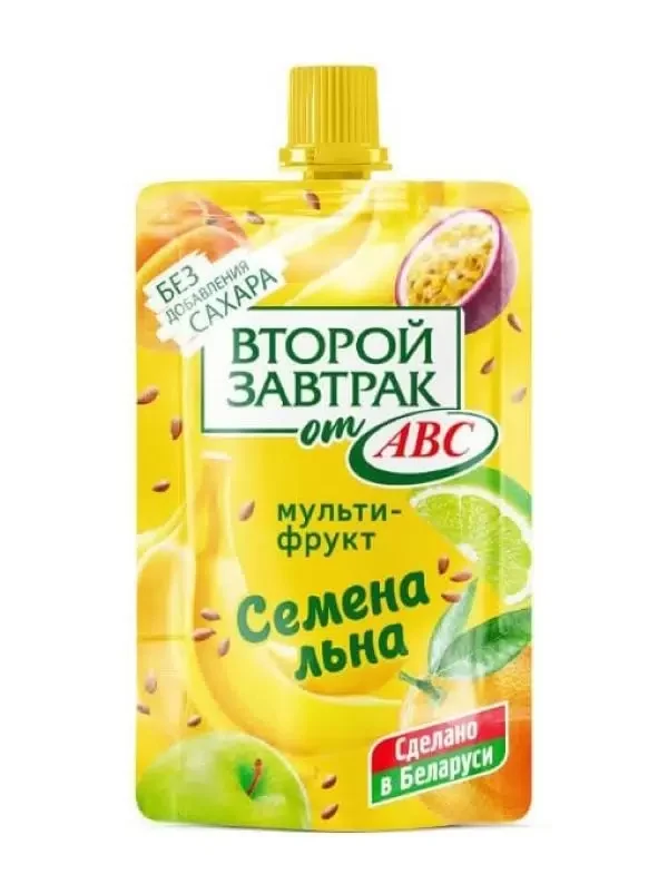 Десерт фруктовый "Второй завтрак от АВС" Мультифрукт с семенами льна 200г. ABC