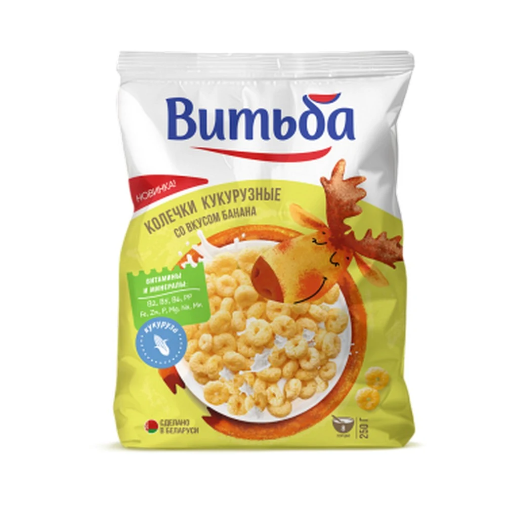 Колечки кукурузные со вкусом банана 250г Витьба