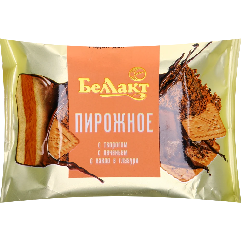 Пирожное с творогом с печеньем и какао в глазури 24% 75гр Беллакт