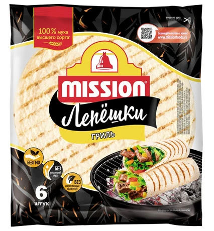 Лепешка Mission Тортилья гриль 6 шт по 20 см, 250г