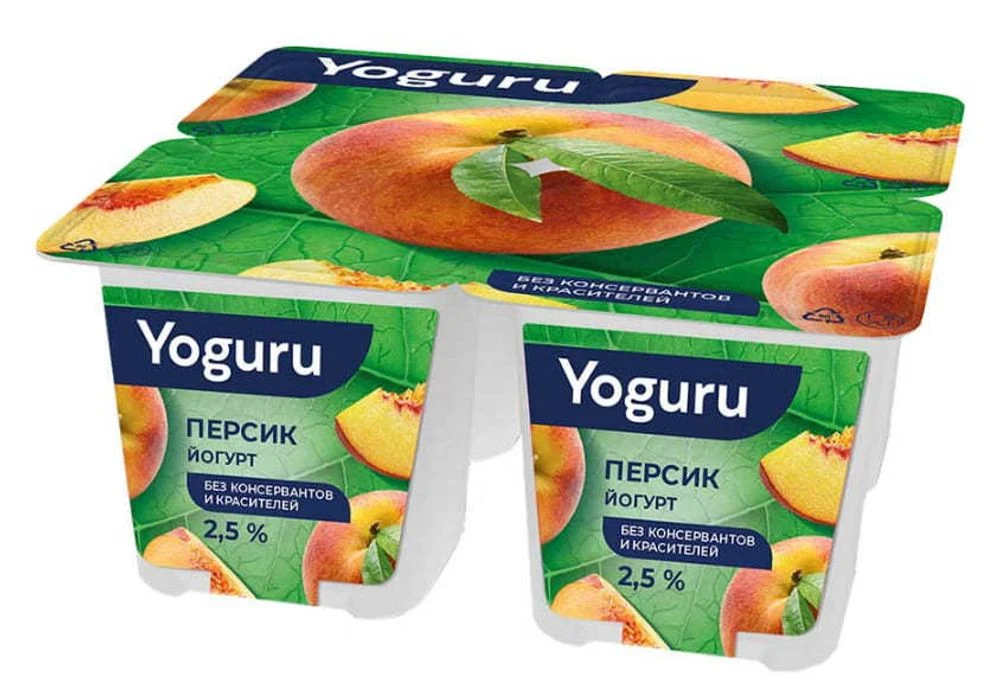 Йогурт персик YOGURU 2,5% 125г  Минск