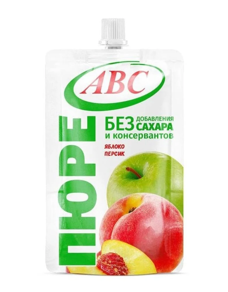 Пюре яблочно-персиковое 200г АВС Дой-Пак