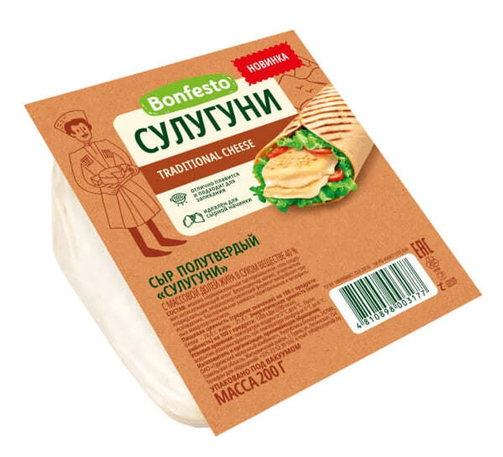 Сыр Полутвердый «Сулугуни», жир. 40% 200 гр Туровский МК