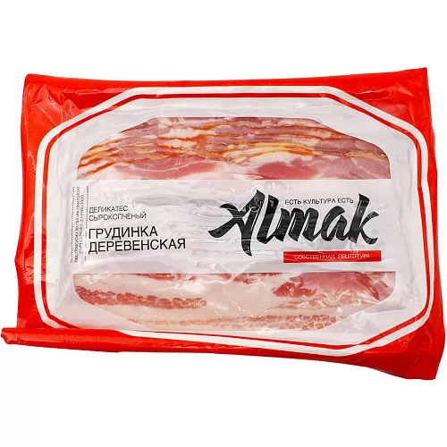 Грудинка сырокопченая Деревенская Тм Альмак 500г