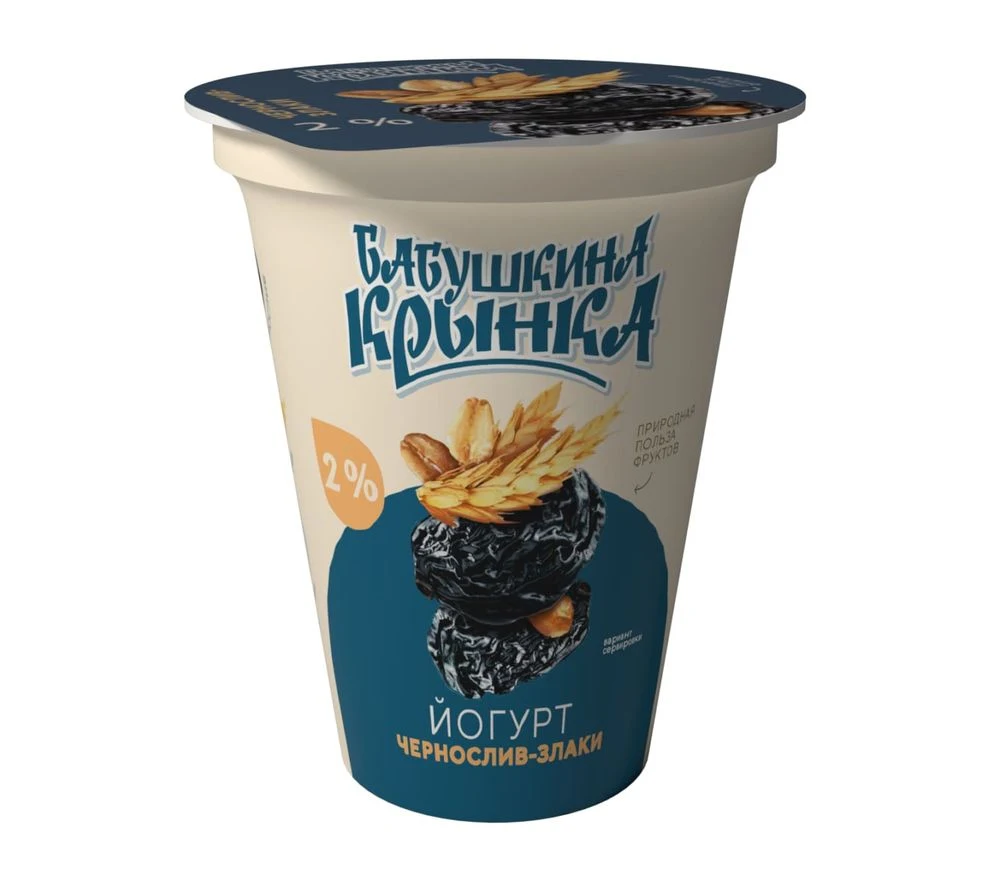 Йогурт "Чернослив-злаки" м.д.ж. 2%. 310г  Бабушкина крынка