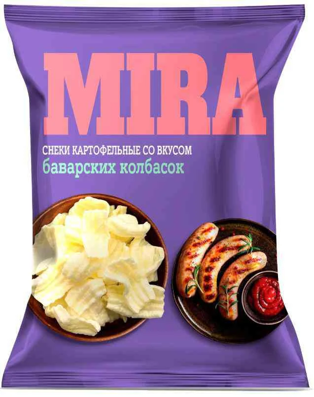 Снеки картофельные Мира со вкусом баварских колбасок Мира 160 гр