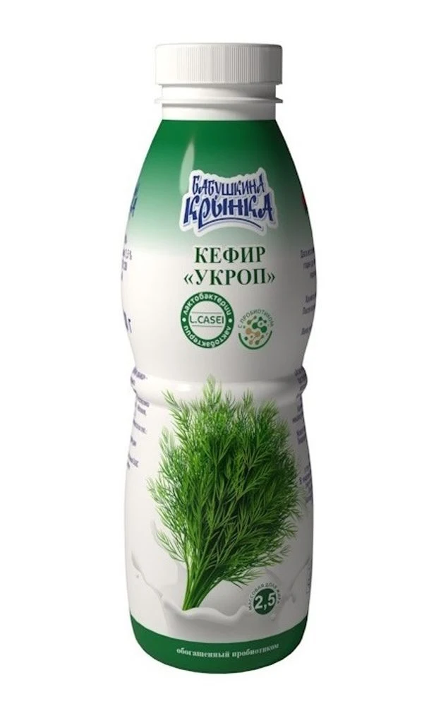 Кефир Укроп  2,5 % ПЭТ-бутылка бабушкина крынка 430 г