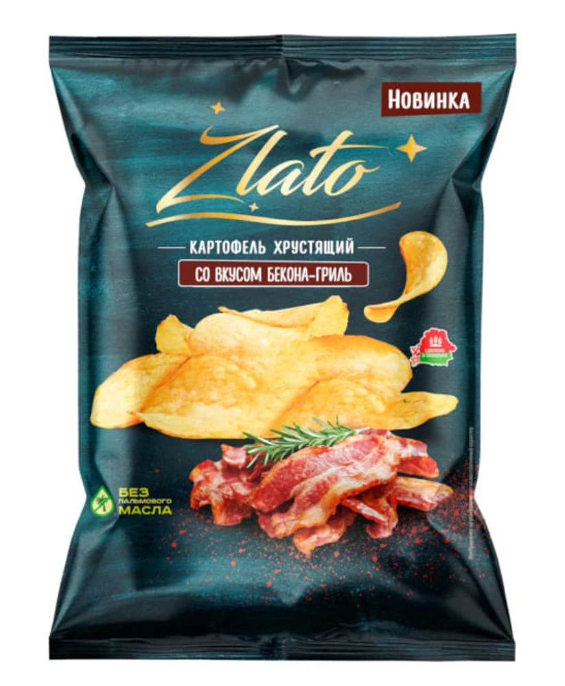 Картофель хрустящий Zlato со вкусом бекона-гриль Мира 70 гр