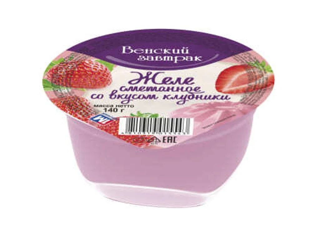 Желе сметанное Клубника 15% стакан 140г, Минск