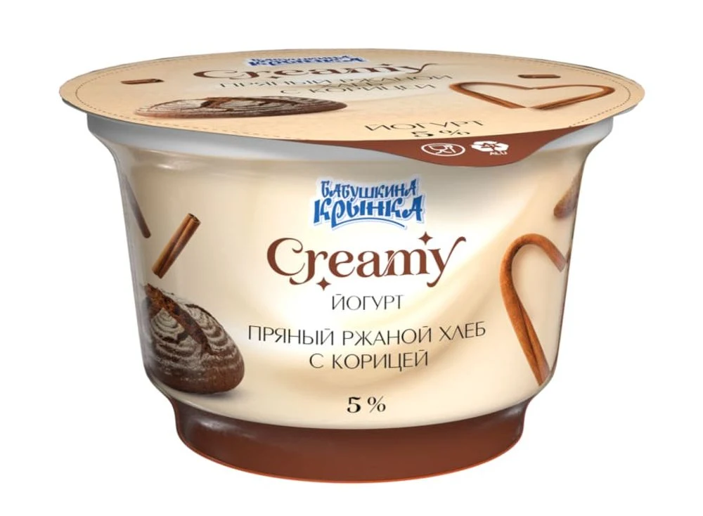 Йогурт "Creamy" 5% Пряный ржаной хлеб с корицей 200 гр Бабушкина крынка