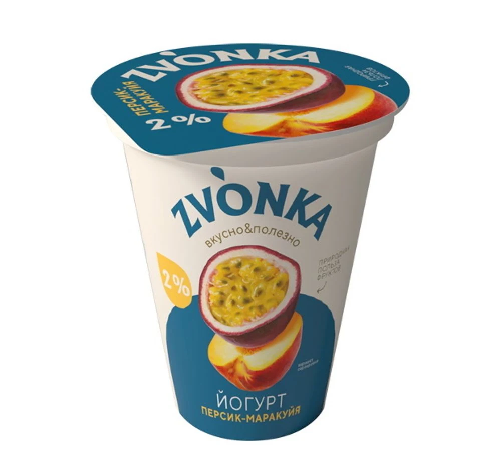 Йогурт "ZVONKA" Персик-маракуйя 2% 310г. Бабушкина крынка